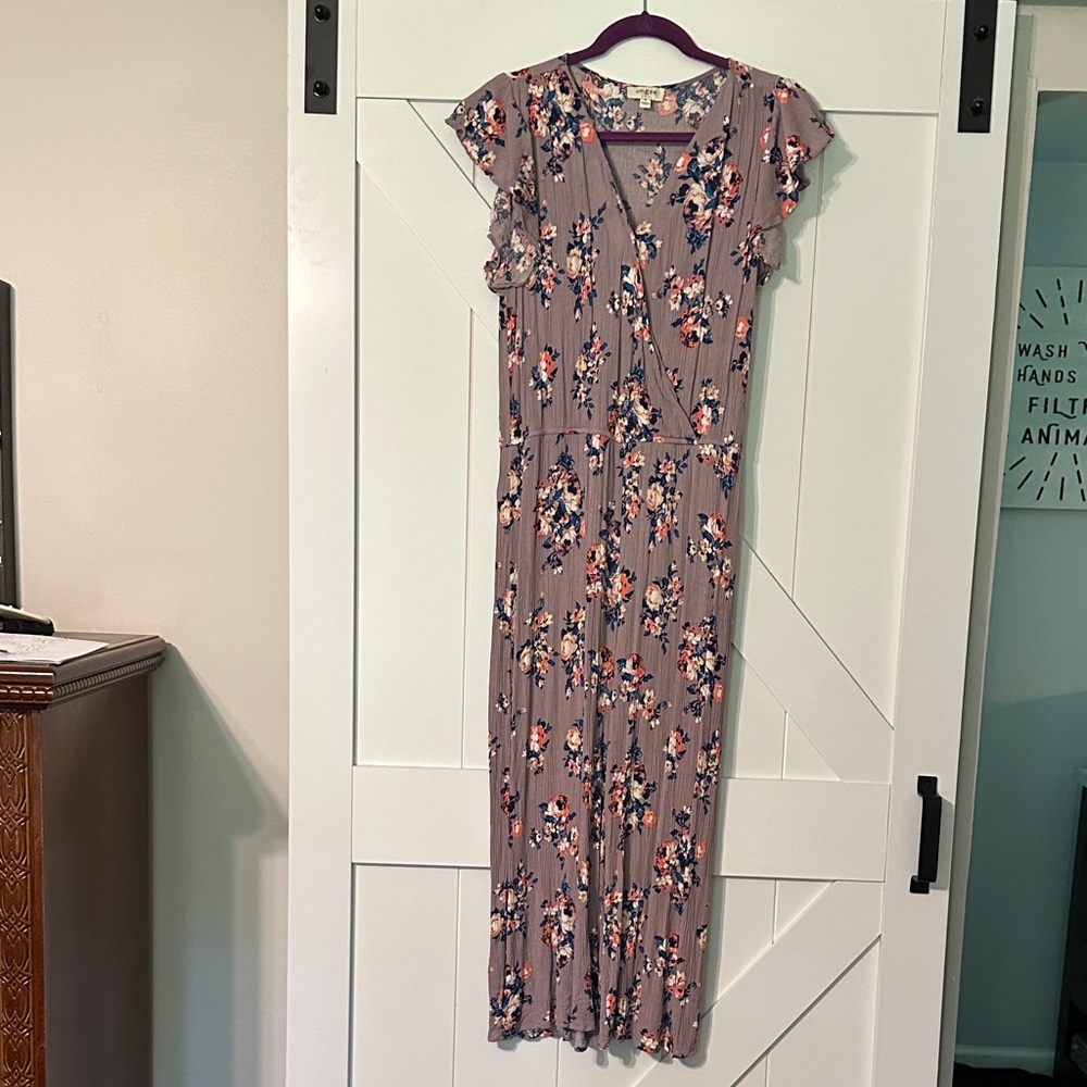 Umgee Floral Pant suit in Purple and Pink
